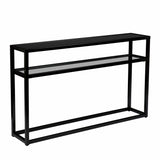 50" Black Glass Frame Console Table With Shelves - Homeroots
