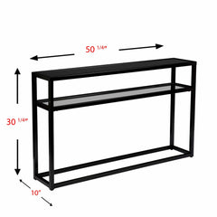 50" Black Glass Frame Console Table With Shelves - Homeroots
