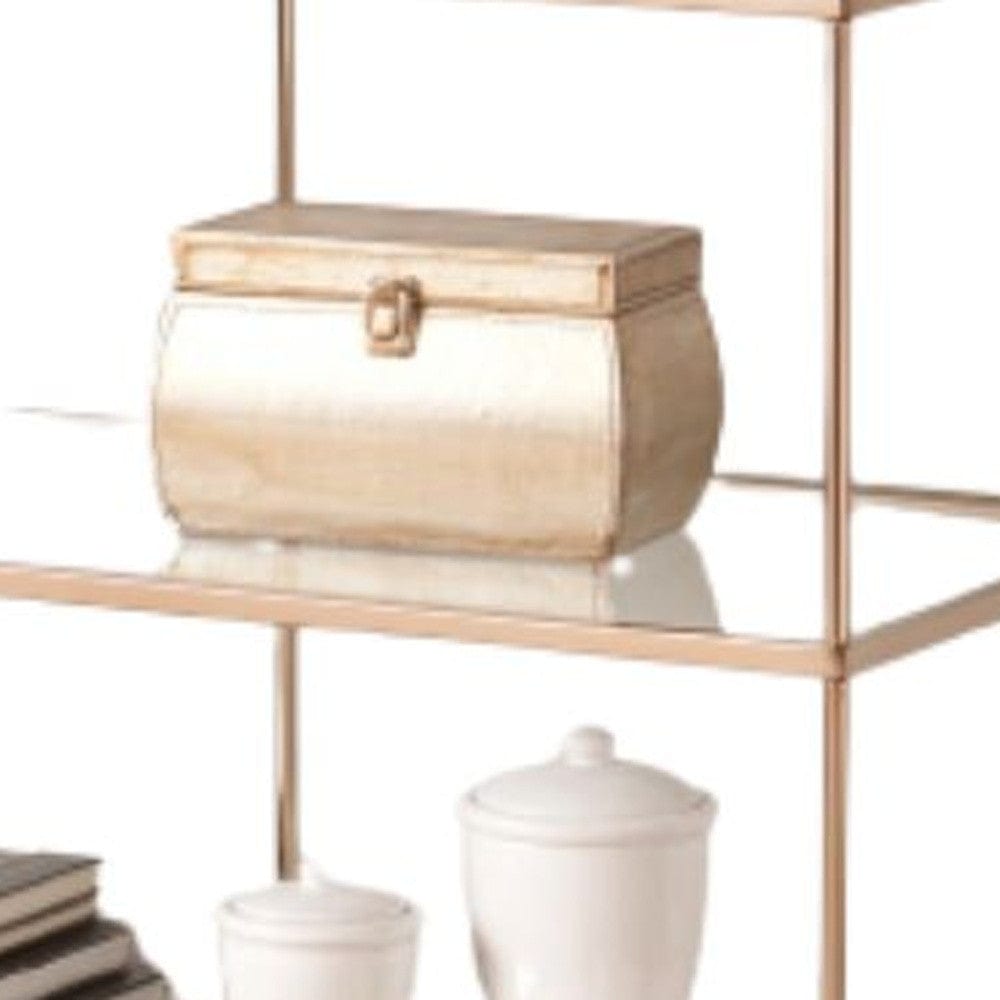 42" Clear and Gold Glass Mirrored Frame Console Table With Shelves - Homeroots - Flyclothing LLC