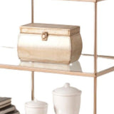 42" Clear and Gold Glass Mirrored Frame Console Table With Shelves - Homeroots