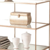 42" Clear and Gold Glass Mirrored Frame Console Table With Shelves - Homeroots - Flyclothing LLC