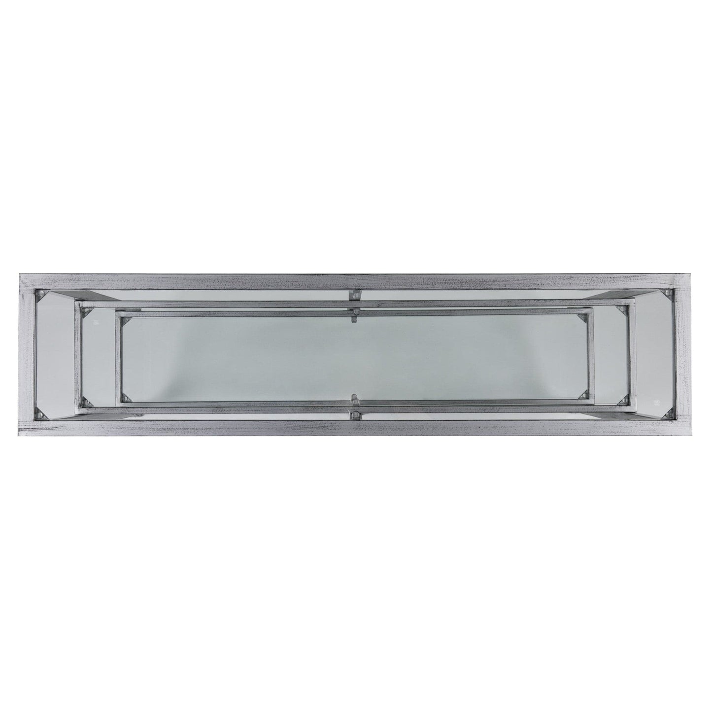 49" Clear and Silver Glass Distressed Frame Console Table With Shelves - Homeroots - Flyclothing LLC