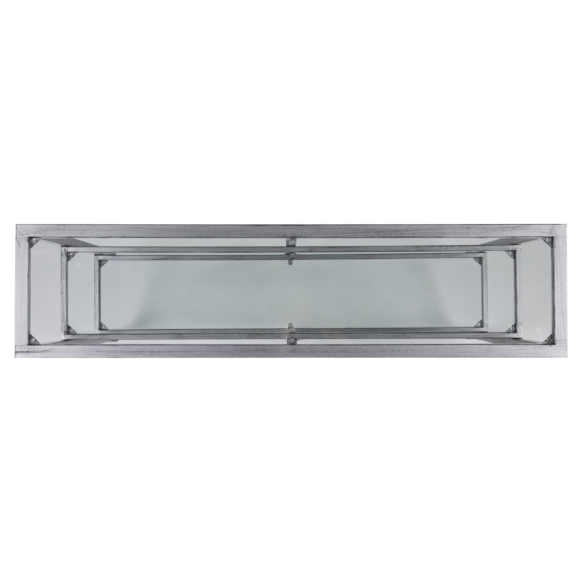 49" Clear and Silver Glass Distressed Frame Console Table With Shelves - Homeroots - Flyclothing LLC