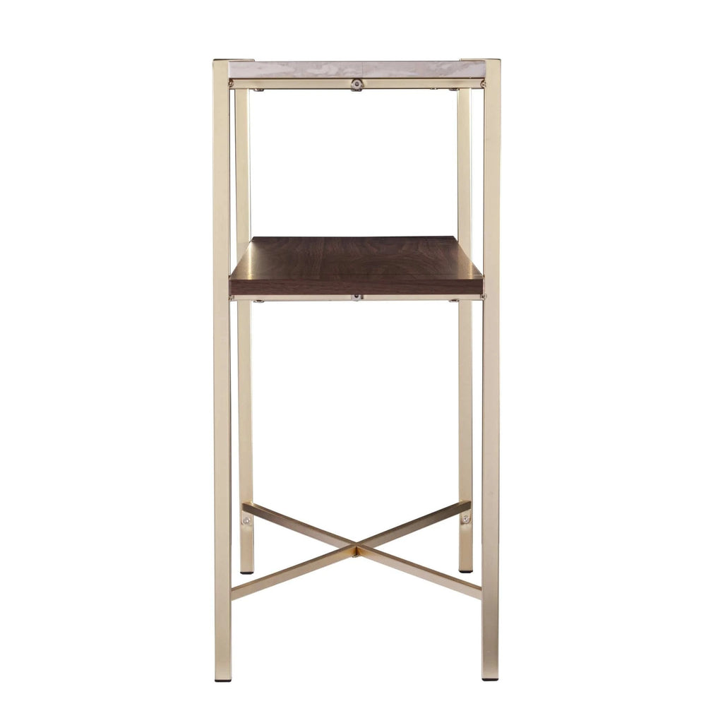 47" Beige and Gold Faux Marble Frame Console Table With Shelves - Homeroots - Flyclothing LLC