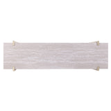47" Beige and Gold Faux Marble Frame Console Table With Shelves - Homeroots