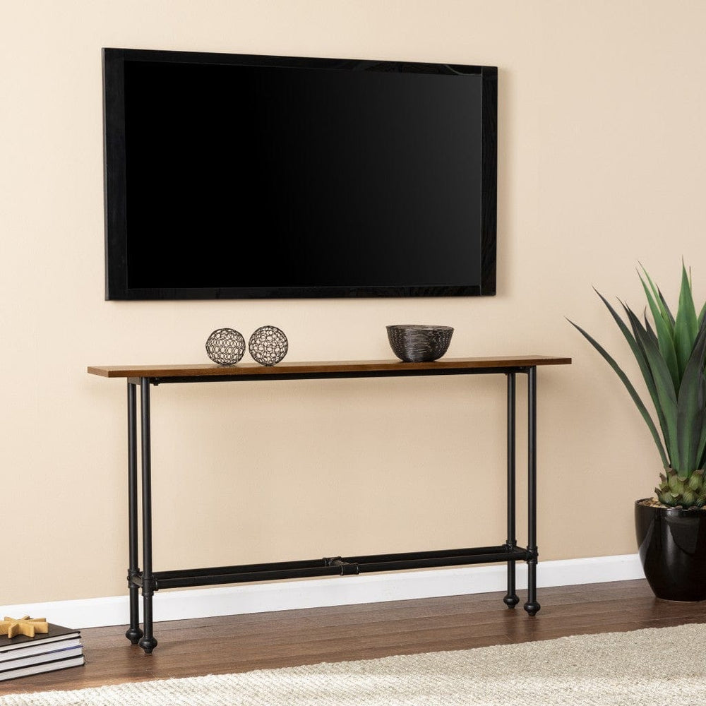 56" Espresso and Black Console Table - Homeroots - Flyclothing LLC