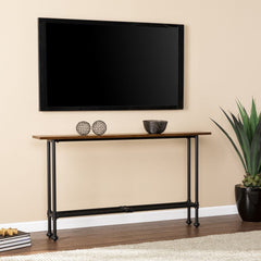 56" Espresso and Black Console Table - Homeroots