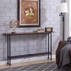 56" Espresso and Black Console Table - Homeroots
