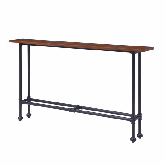 56" Espresso and Black Console Table - Homeroots