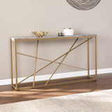 52" Gray and Gold Faux Marble Frame Console Table - Homeroots