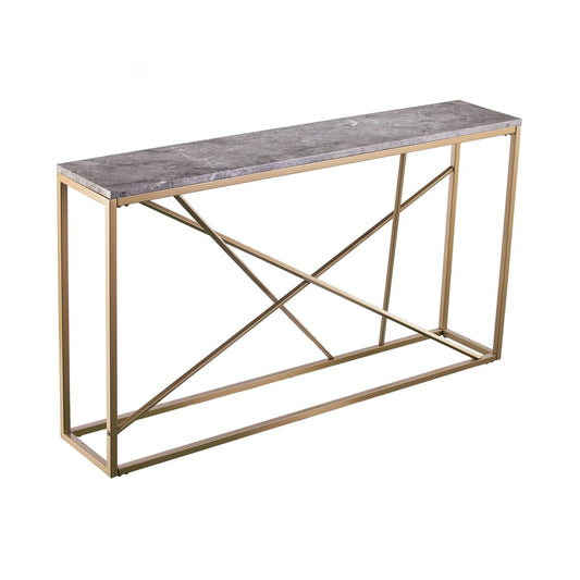 52" Gray and Gold Faux Marble Frame Console Table - Homeroots