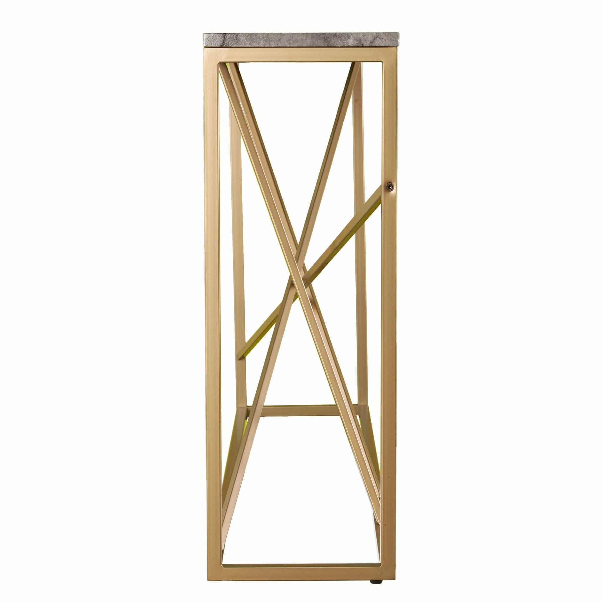 52" Gray and Gold Faux Marble Frame Console Table - Homeroots