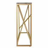52" Gray and Gold Faux Marble Frame Console Table - Homeroots