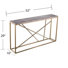 52" Gray and Gold Faux Marble Frame Console Table - Homeroots