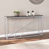 52" Black and Silver Faux Stone Frame Console Table - Homeroots