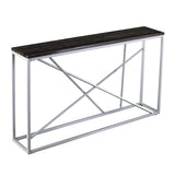 52" Black and Silver Faux Stone Frame Console Table - Homeroots