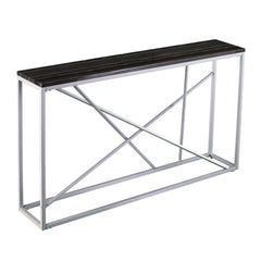 52" Black and Silver Faux Stone Frame Console Table - Homeroots