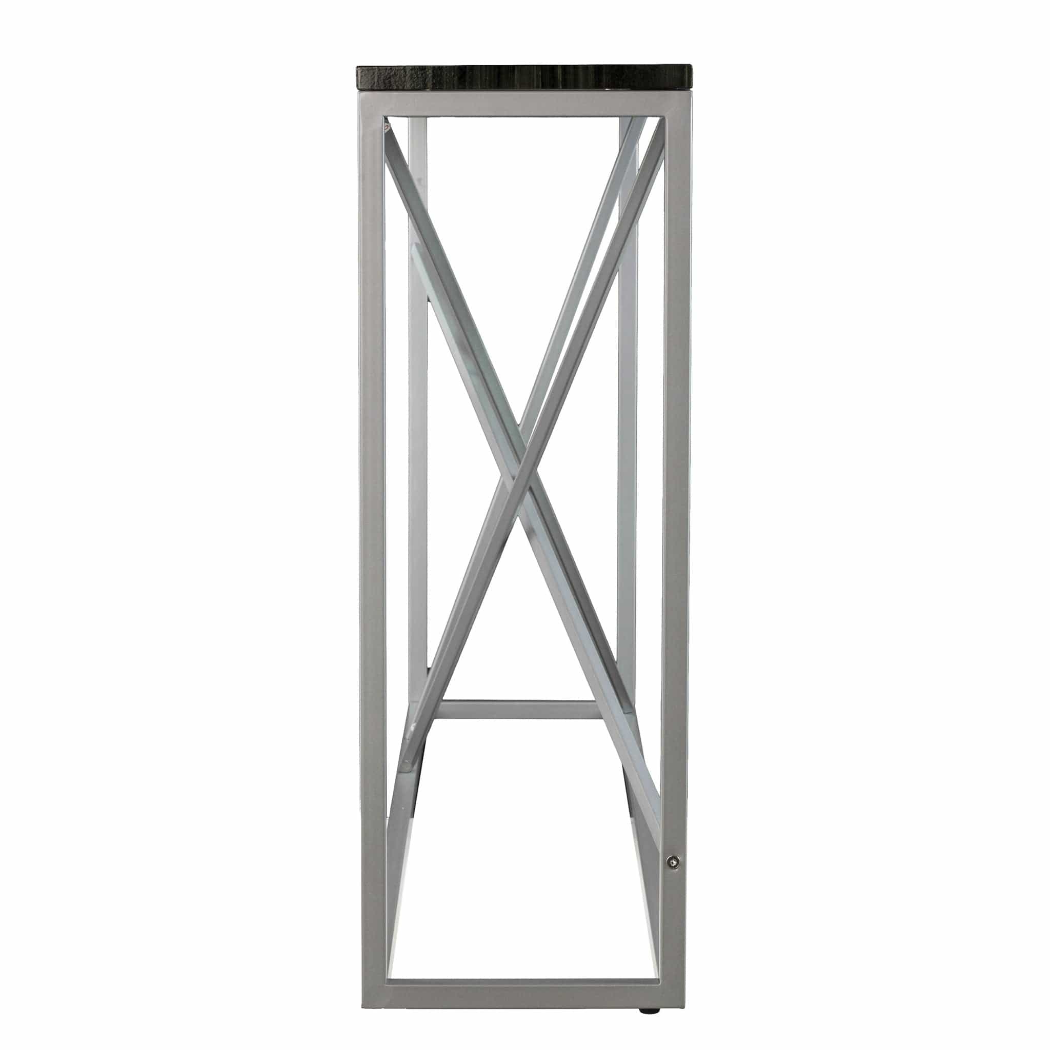 52" Black and Silver Faux Stone Frame Console Table - Homeroots