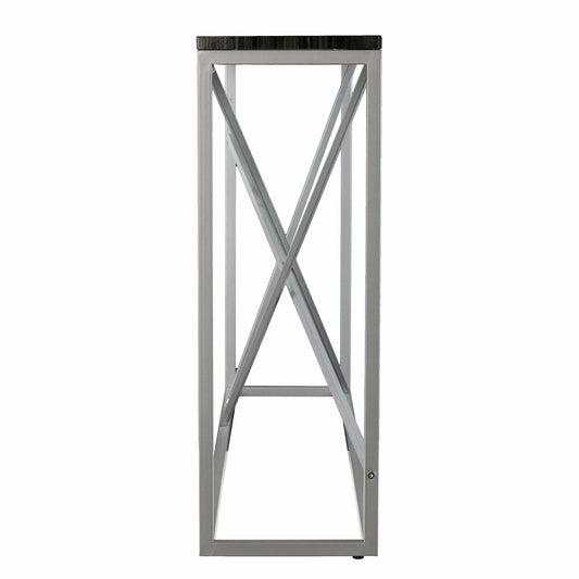 52" Black and Silver Faux Stone Frame Console Table - Homeroots