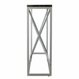 52" Black and Silver Faux Stone Frame Console Table - Homeroots