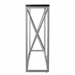 52" Black and Silver Faux Stone Frame Console Table - Homeroots
