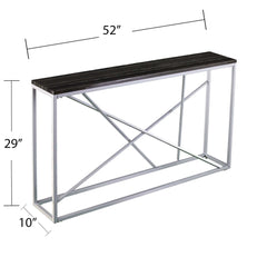 52" Black and Silver Faux Stone Frame Console Table - Homeroots