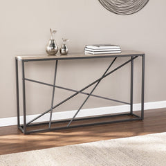 52" Taupe and Gray Faux Stone Frame Console Table - Homeroots