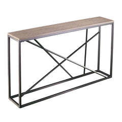 52" Taupe and Gray Faux Stone Frame Console Table - Homeroots