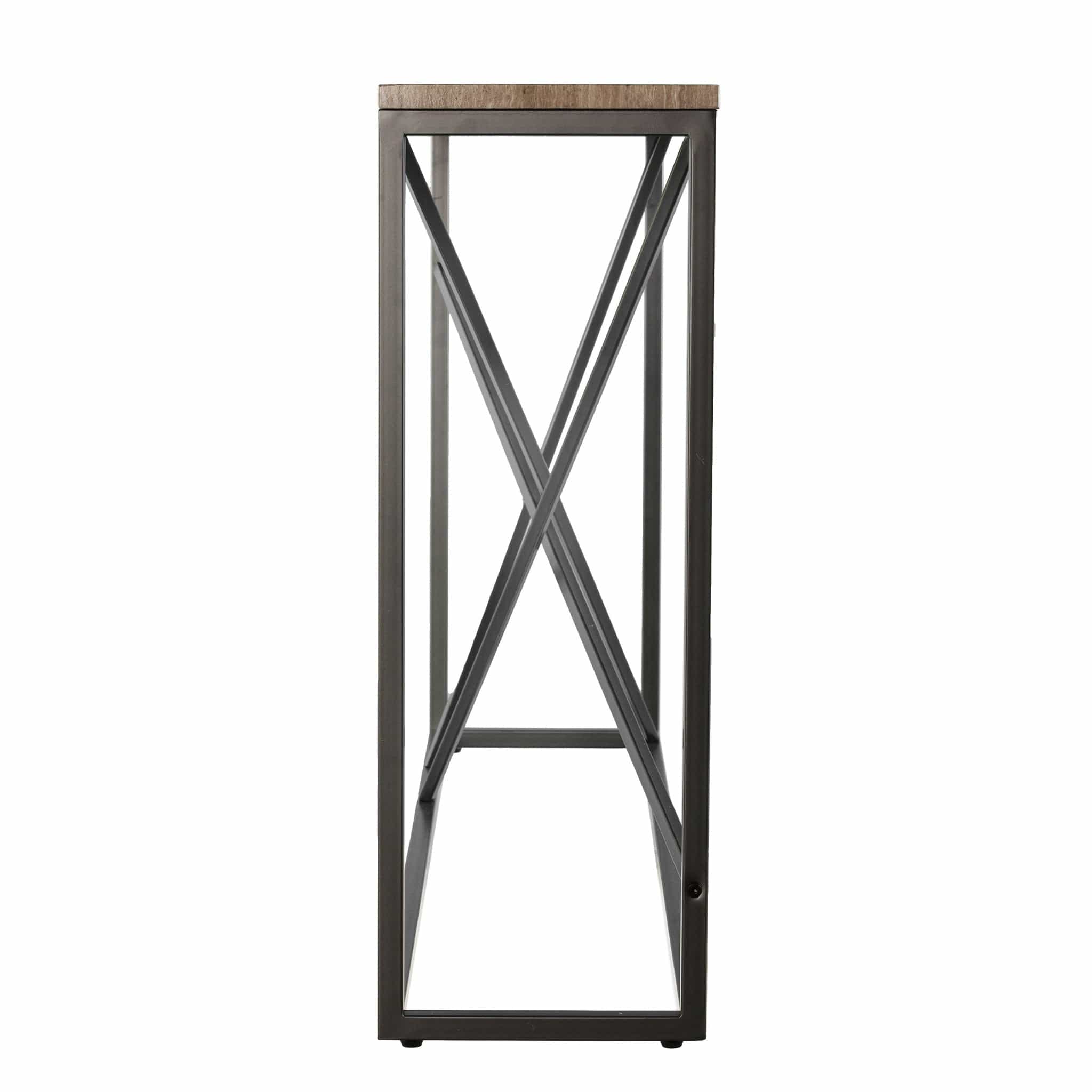 52" Taupe and Gray Faux Stone Frame Console Table - Homeroots