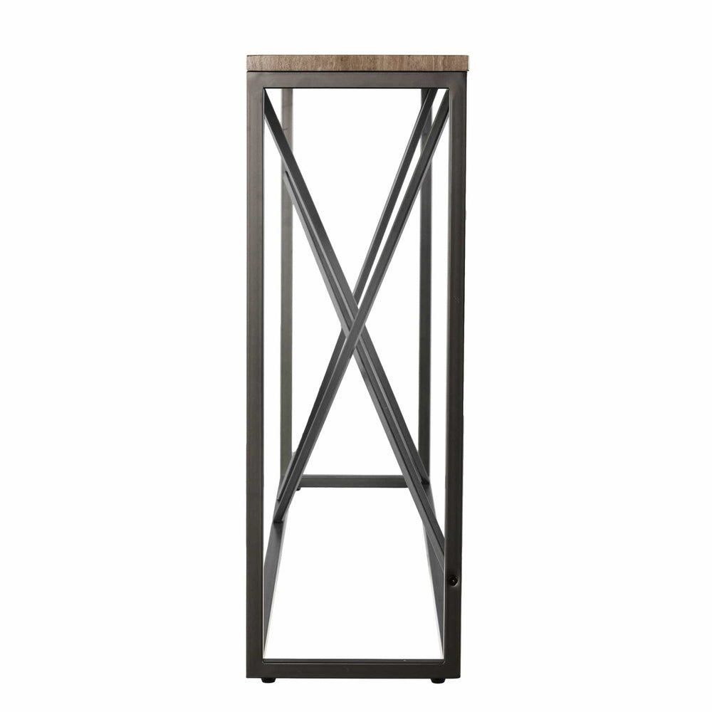 52" Taupe and Gray Faux Stone Frame Console Table - Homeroots - Flyclothing LLC