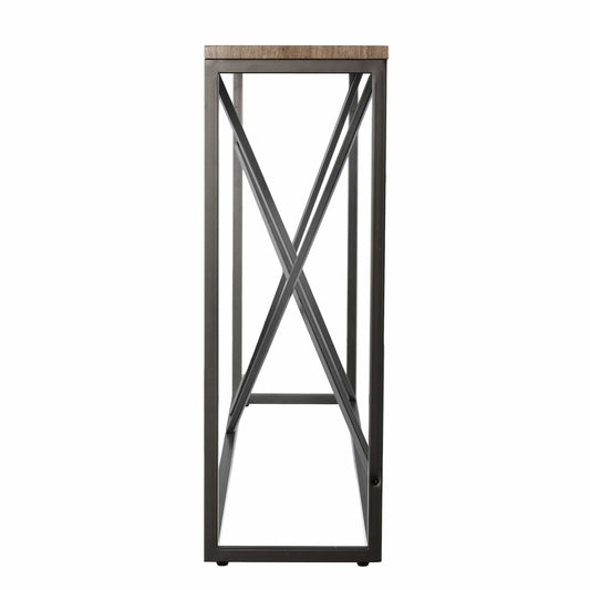 52" Taupe and Gray Faux Stone Frame Console Table - Homeroots