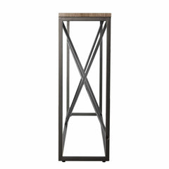 52" Taupe and Gray Faux Stone Frame Console Table - Homeroots