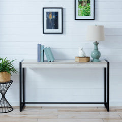 54" White and Black Distressed Sled Console Table - Homeroots