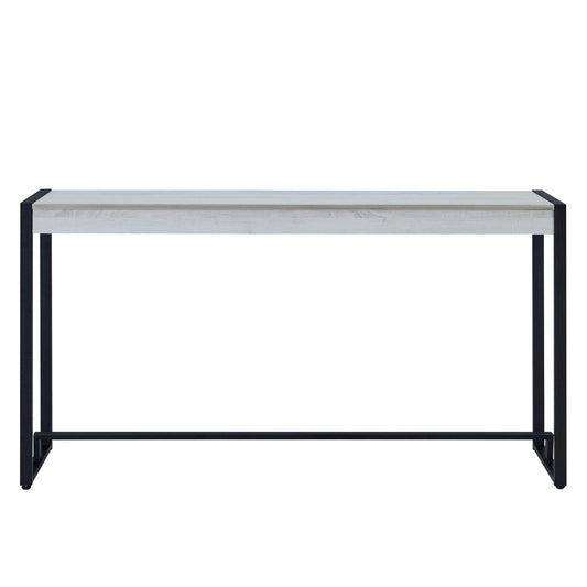 54" White and Black Distressed Sled Console Table - Homeroots