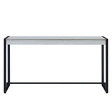 54" White and Black Distressed Sled Console Table - Homeroots
