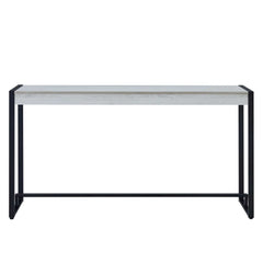 54" White and Black Distressed Sled Console Table - Homeroots