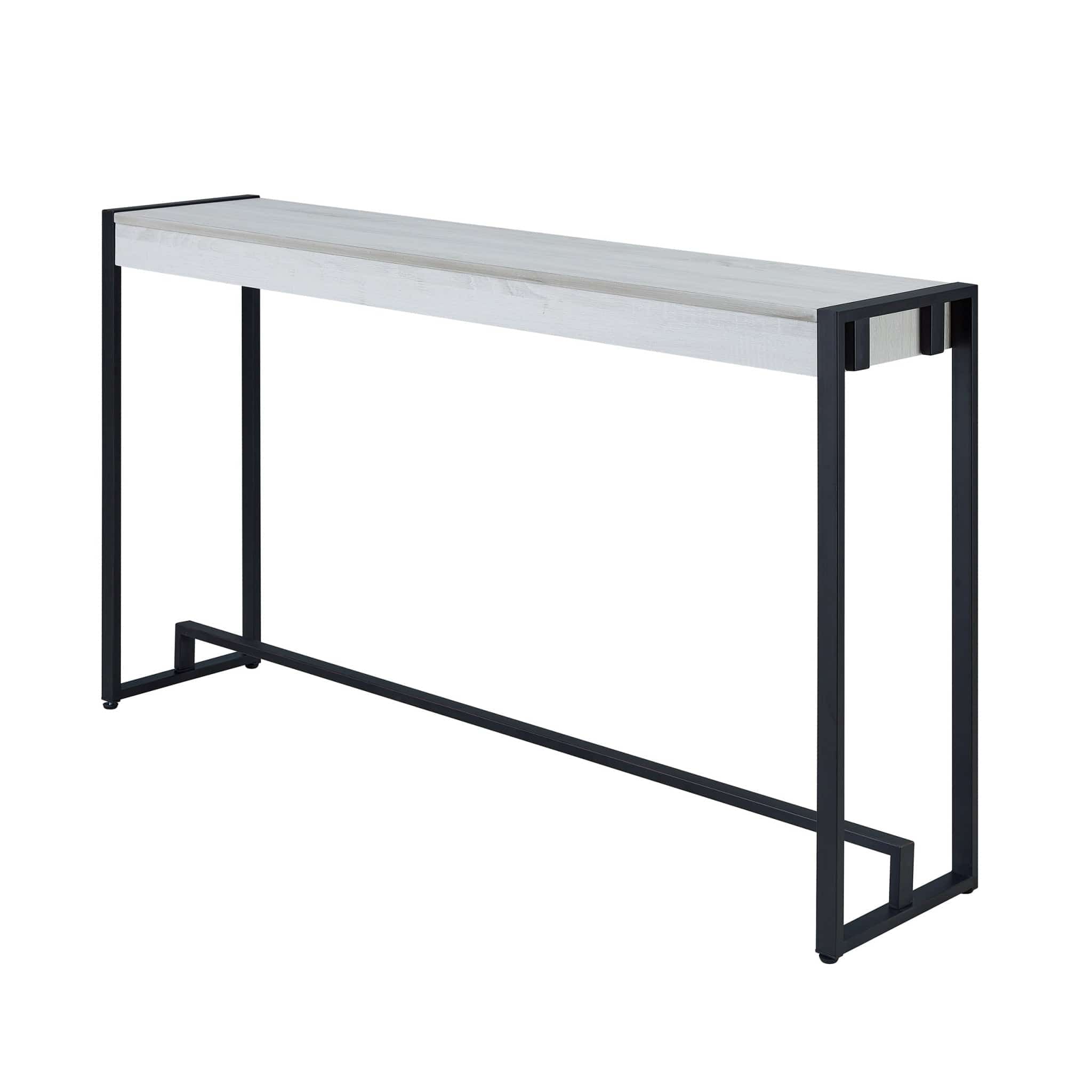 54" White and Black Distressed Sled Console Table - Homeroots