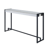 54" White and Black Distressed Sled Console Table - Homeroots