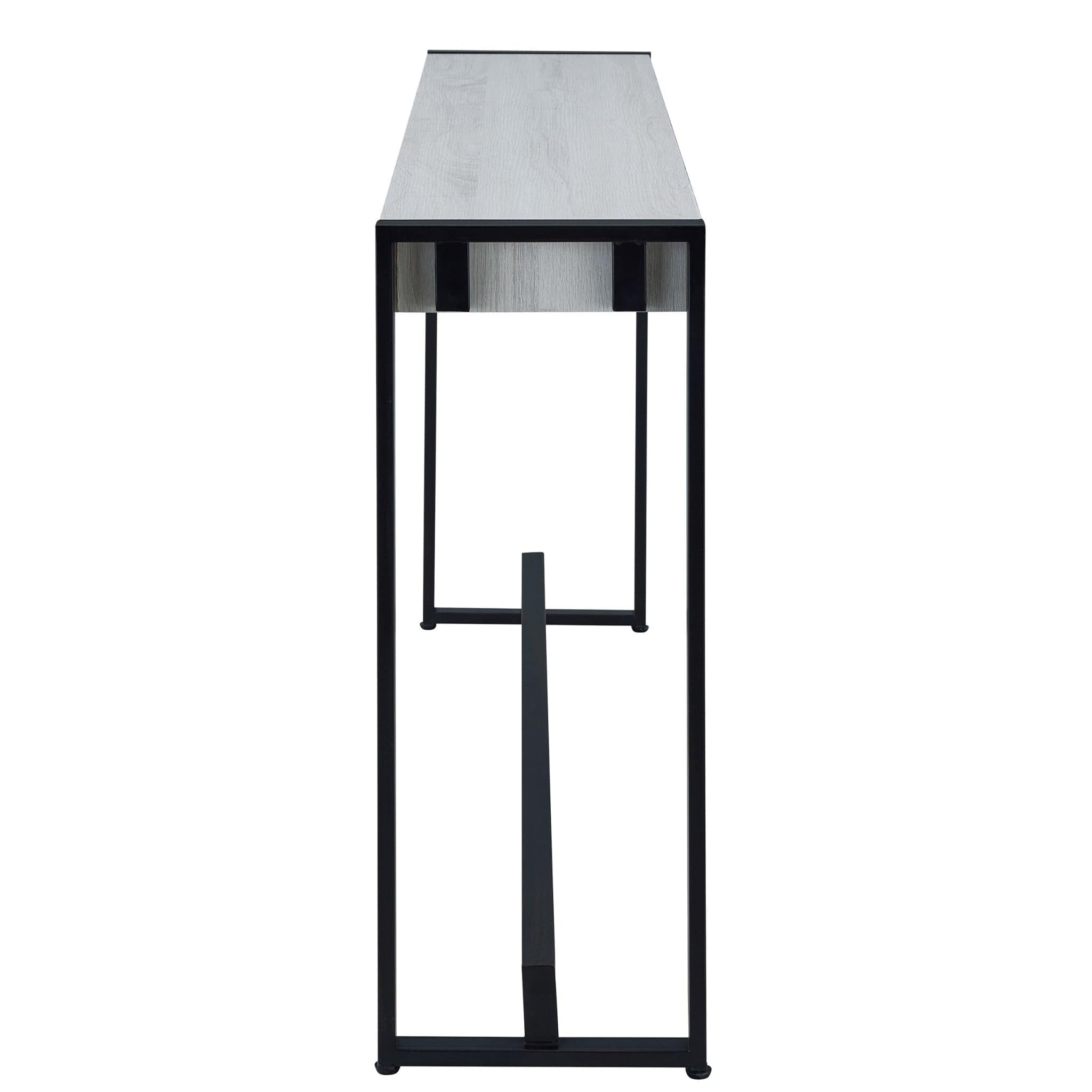 54" White and Black Distressed Sled Console Table - Homeroots