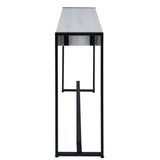 54" White and Black Distressed Sled Console Table - Homeroots