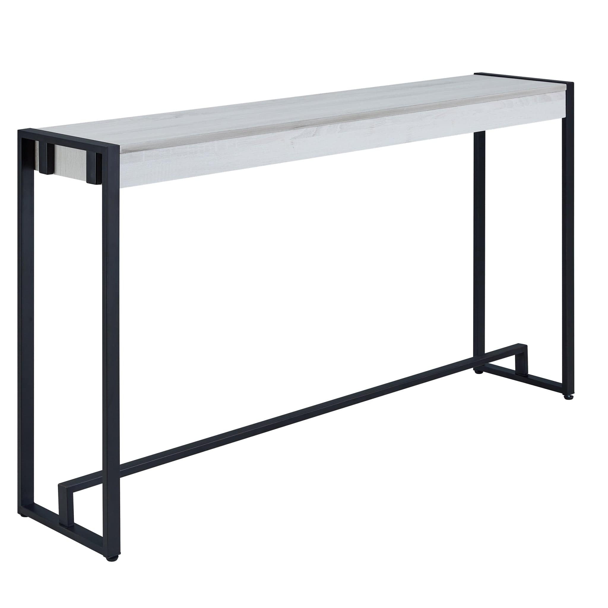 54" White and Black Distressed Sled Console Table - Homeroots