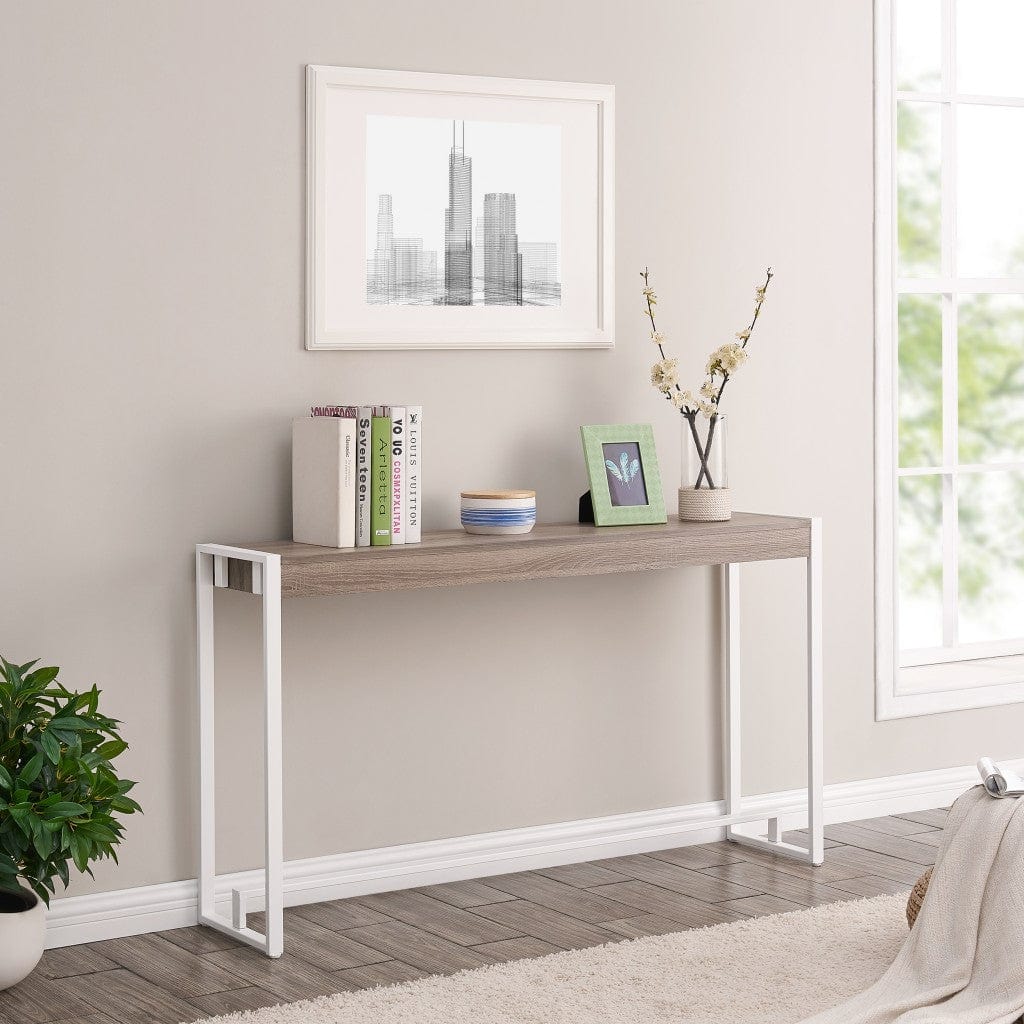 54" Gray Brown and White Sled Console Table - Homeroots