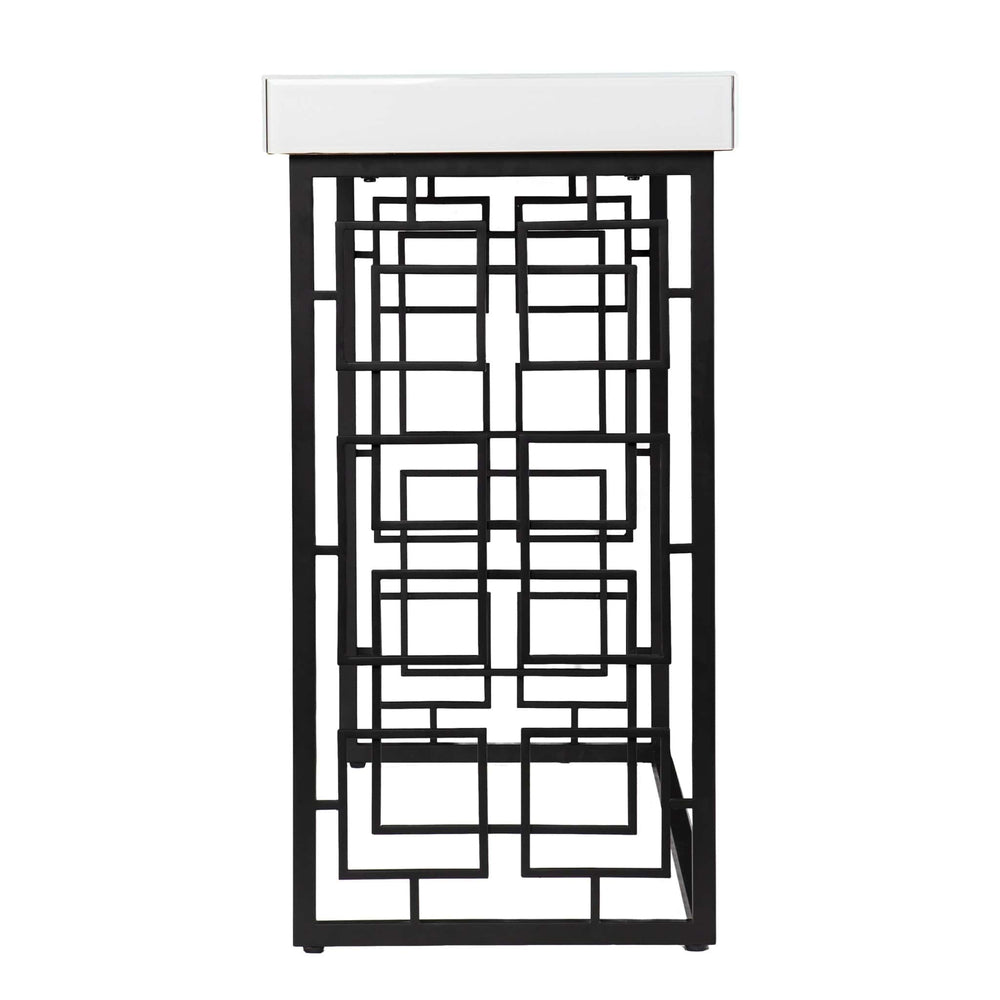 42" White and Black Glass Sled Console Table - Homeroots - Flyclothing LLC