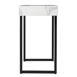 39" White and Black Faux Marble Sled Console Table - Homeroots