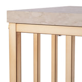 48" Champagne and Gold Faux Stone Floor Shelf Console Table With Storage - Homeroots - Flyclothing LLC
