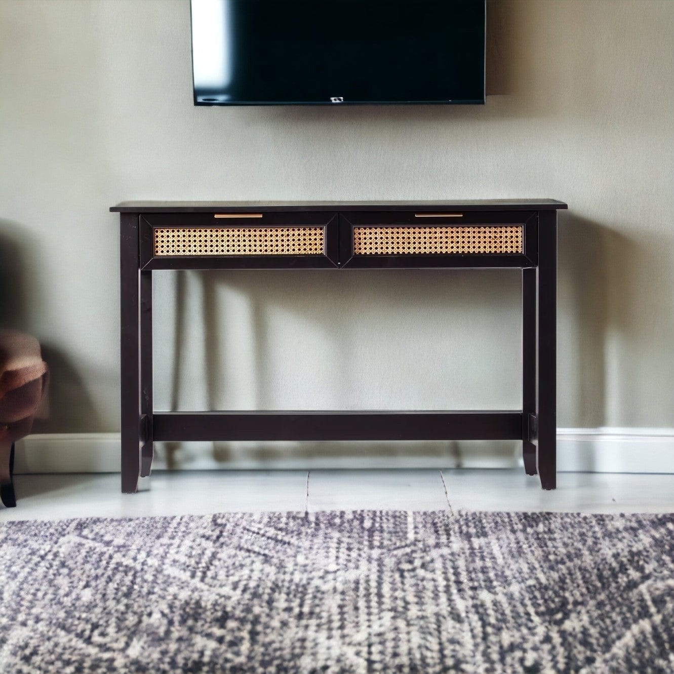 48" Black Console Table And Drawers - Homeroots - Flyclothing LLC