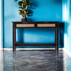 48" Black Console Table And Drawers - Homeroots