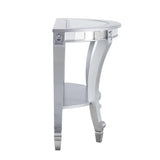 46" Silver Mirrored Glass Half Circle Console Table With Storage - Homeroots