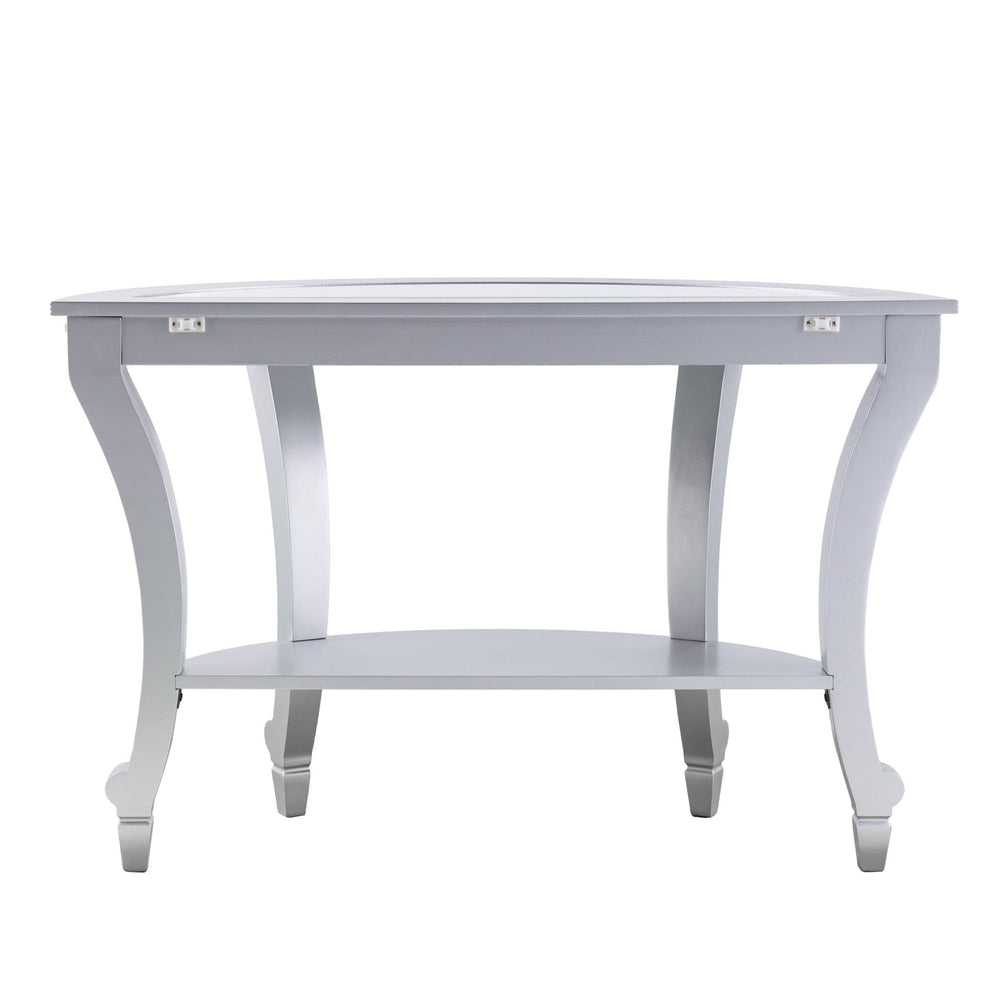 46" Silver Mirrored Glass Half Circle Console Table With Storage - Homeroots - Flyclothing LLC