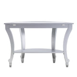 46" Silver Mirrored Glass Half Circle Console Table With Storage - Homeroots